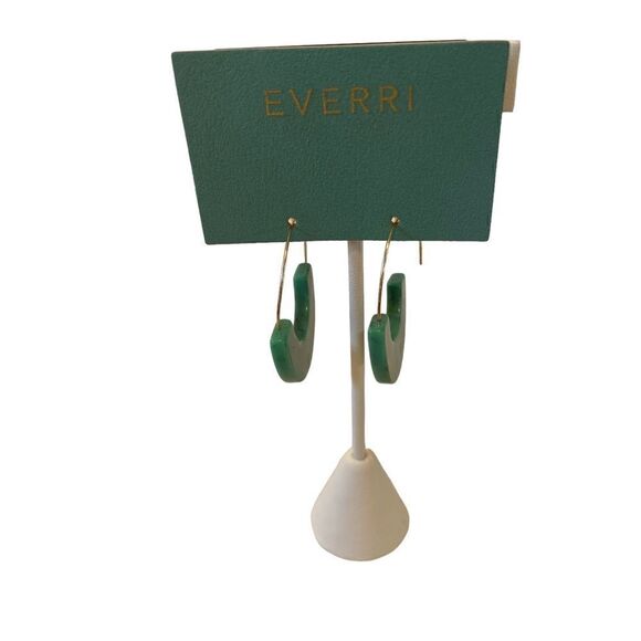 Everri Marbled Green Resin Half Hoops. - Picture 3 of 6